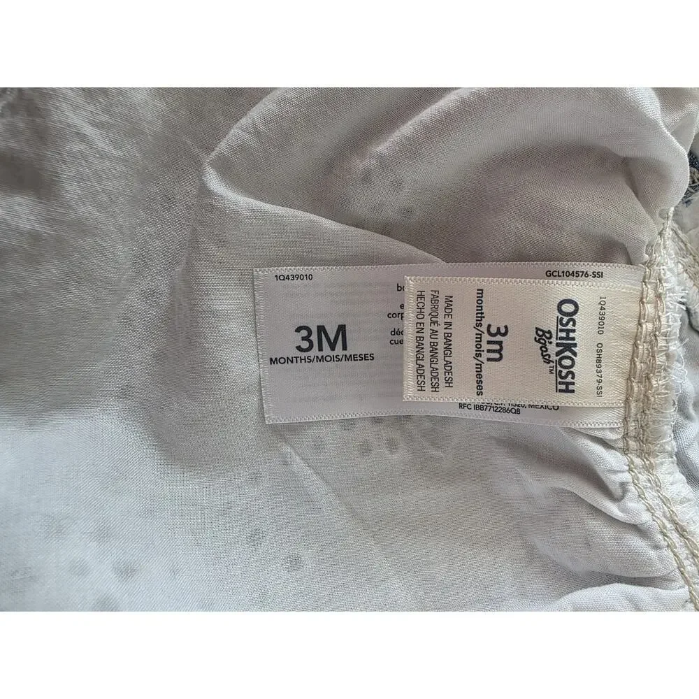 Oshkosh B'Gosh Baby Denim Jumper Dress White Eyelet Skirt Vestbak‎ 3 Months